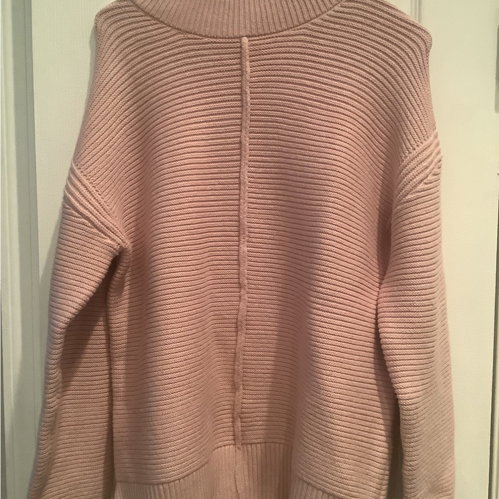 Evereve Blush Ribbed Turtleneck Tunic Sweater
